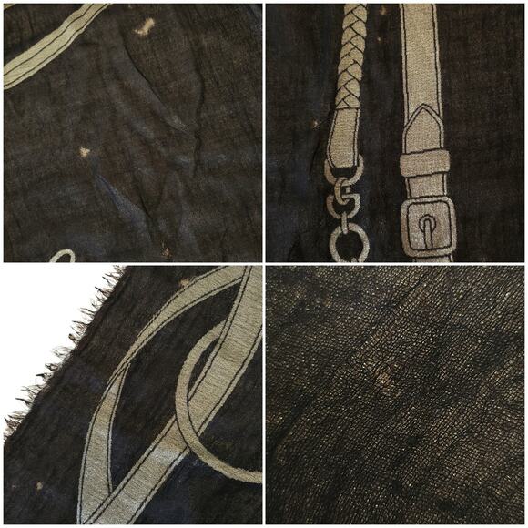 RALPH LAUREN PURPLE LABEL cashmere wool signature scarf wrap shawl black gold - Picture 9 of 12